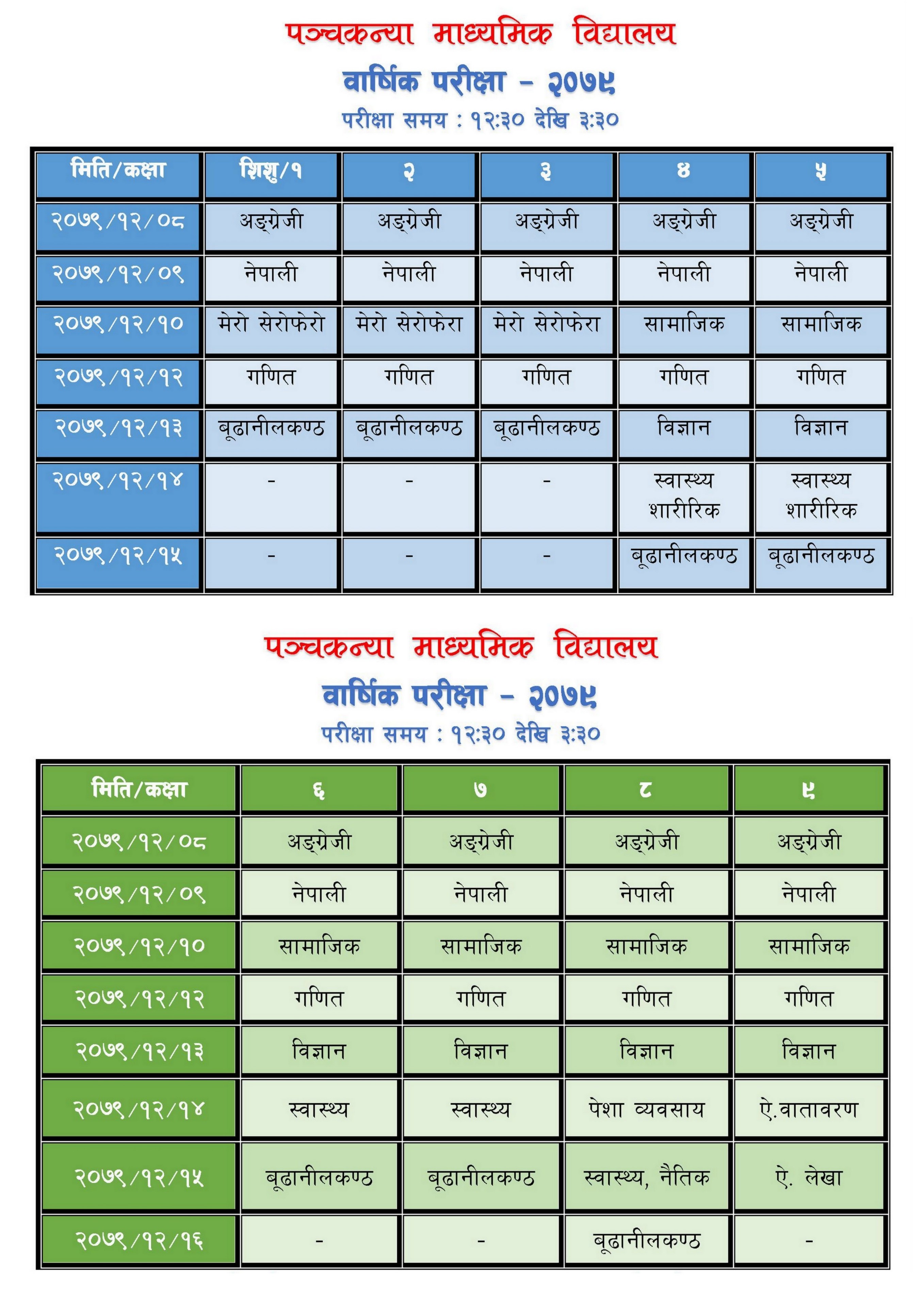 वार्षिक परीक्षा-२०७९